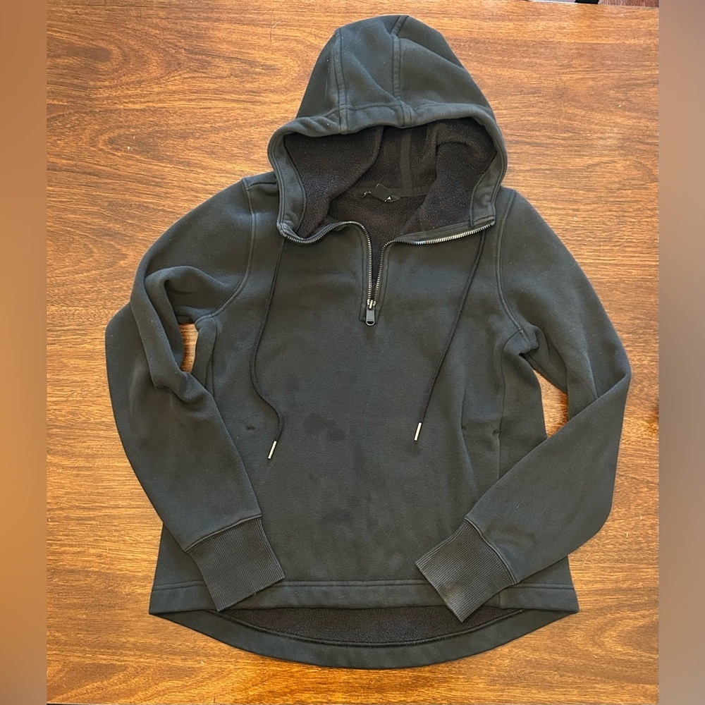 Athleta Black Fleece-Lined Zip Hoodie
